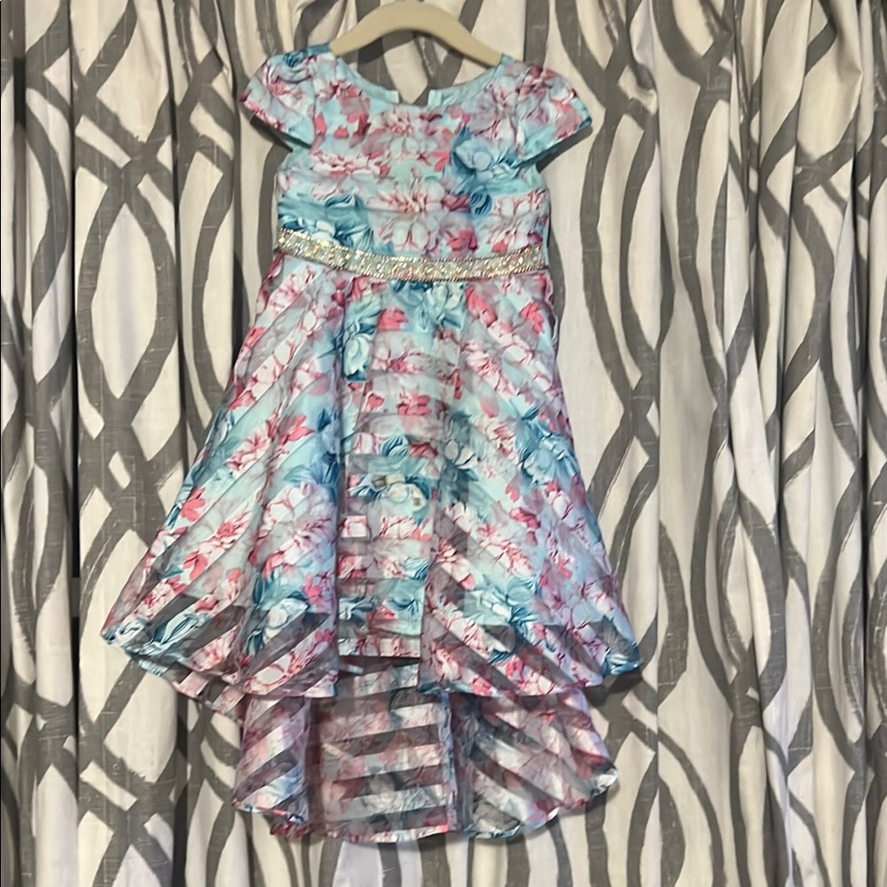 Rare Editions like new Floral Blue Kids high Low Dress